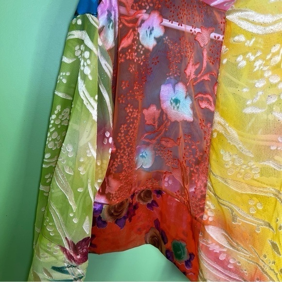 Sterling Styles vintage multicolor artsilk cardigan OS - Picture 3 of 8